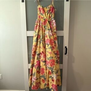 Show Me Your MuMu Juliet Maxi Floral Dress Mimosa Floral Taffeta Size Large L